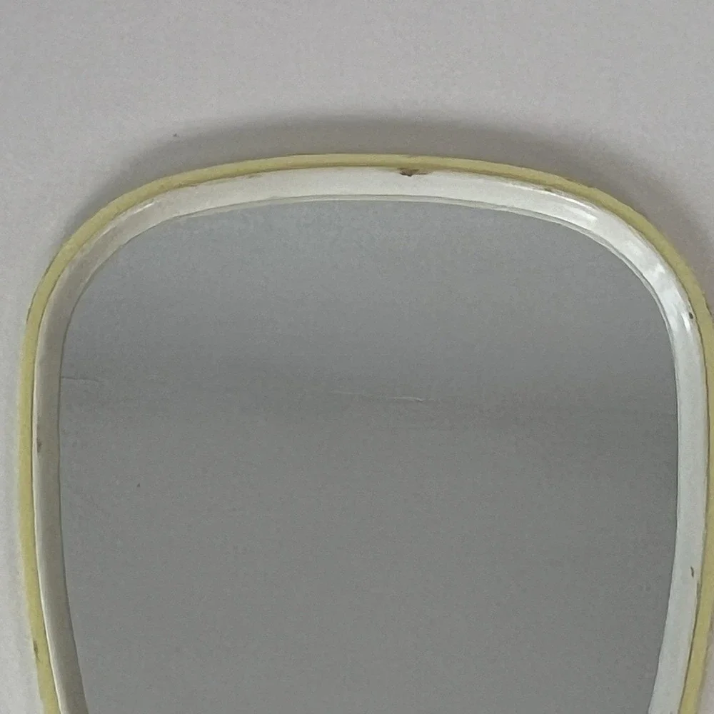 Vintage Handheld Makeup‎ Mirror Vanity Hand Mirror Yellow 70's